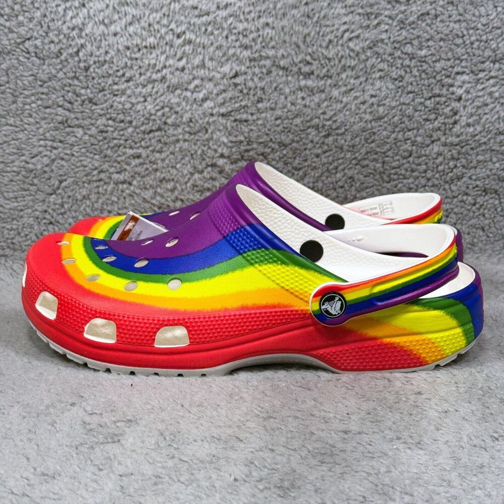 Crocs Classic Rainbow Dye Mens Size 10 Slip On Clogs Shoes Multicolor 208106-93R - Picture 3 of 10
